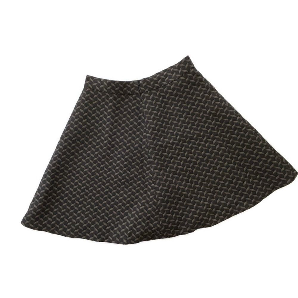 Halogen Nordstrom Brocade Skater Mini Skirt Black & Brown Pattern 4 - Picture 4 of 12